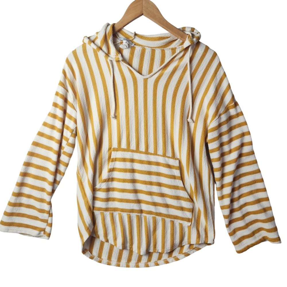 Acemi Womens Yellow White Stripe Lightweight Knit Poncho Size Medium